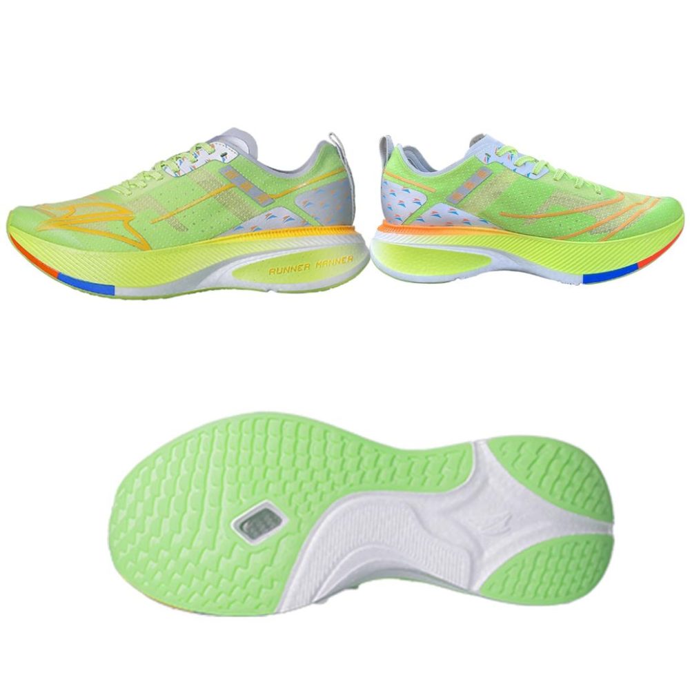 Carbon Plate Running Shoes for Men - Cushioned, Lightweight, Breathable, Non-Slip Road Sneakers-Green