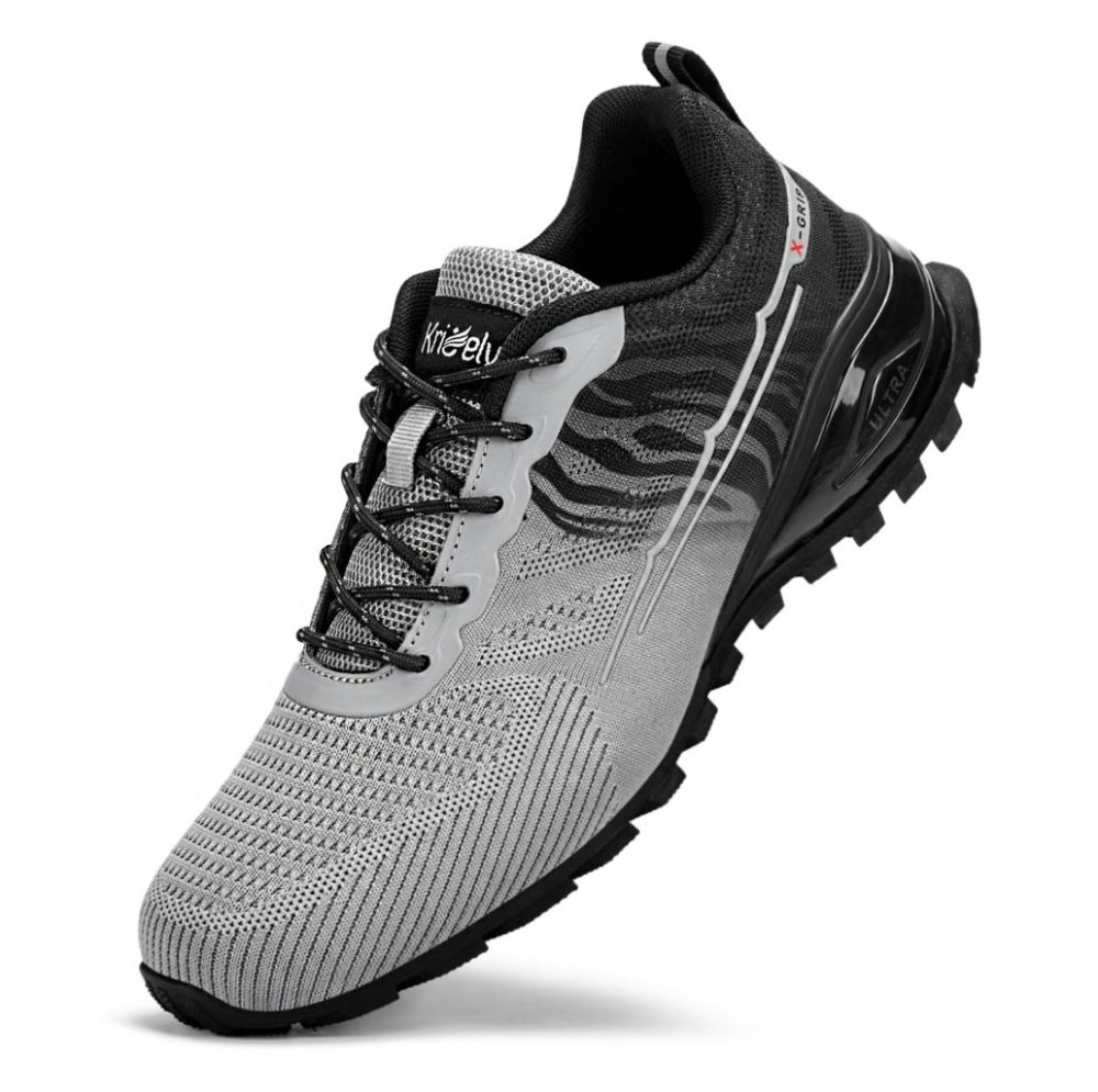 Men's Trail Running Shoes Fashion Walking Hiking Sneakers for Men Tennis Cross Training Shoe Outdoor Snearker Mens Casual Workout Footwear - Black Grey