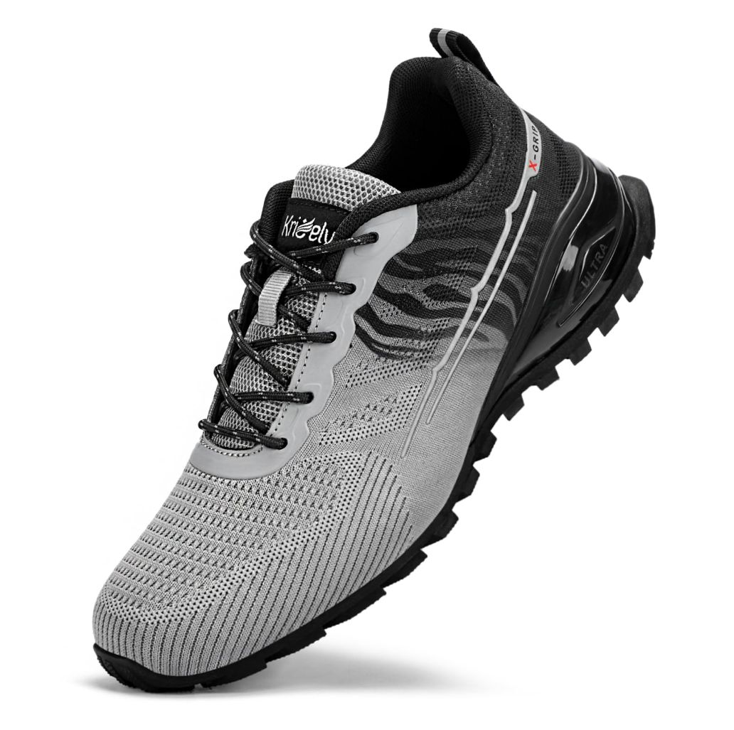 Men's Trail Running Shoes Fashion Walking Hiking Sneakers for Men Tennis Cross Training Shoe Outdoor Snearker Mens Casual Workout Footwear - Black Grey